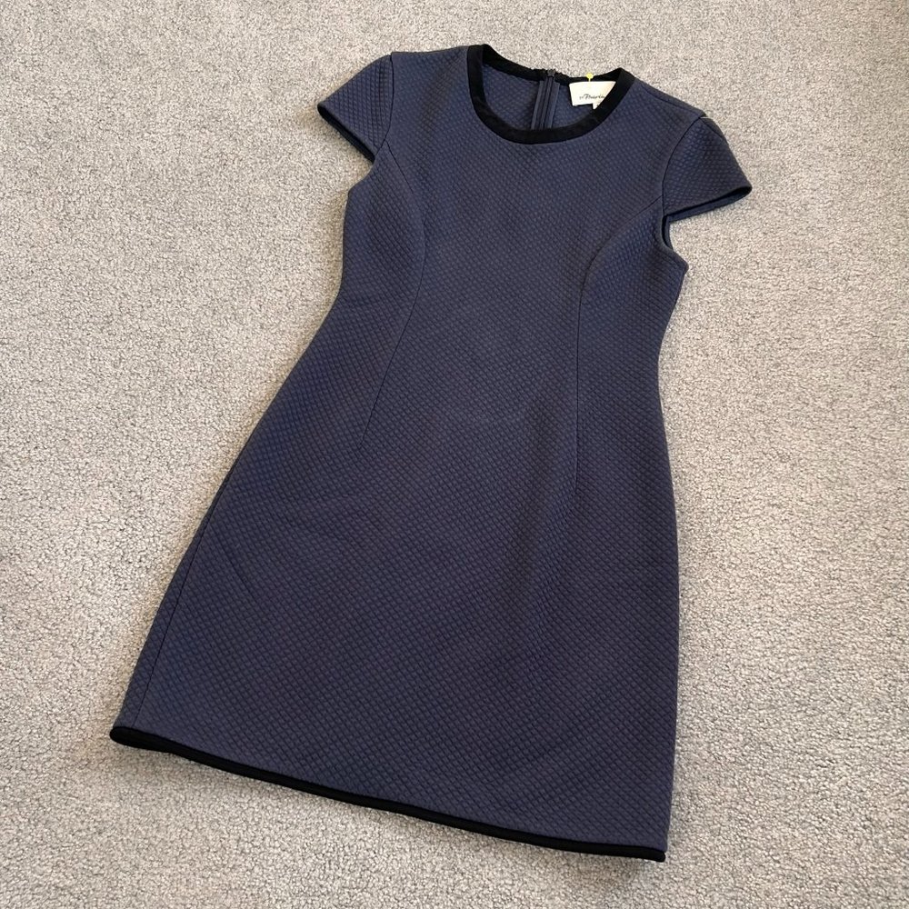 3.1 Phillip Lim Quilted Sheath Dress Blue with Black Trim  US 4       - 1D1865